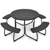 8-Person Round Picnic Table Bench Set