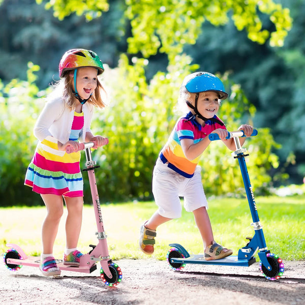 Scooter for Toddlers w/3 Adjustable Heights, 2 Light Up Flashing Wheels & Rear Brake System