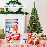 1.37 M Artificial Pencil Christmas Tree with 150 Colorful LED Lights and Foldable Metal Stand