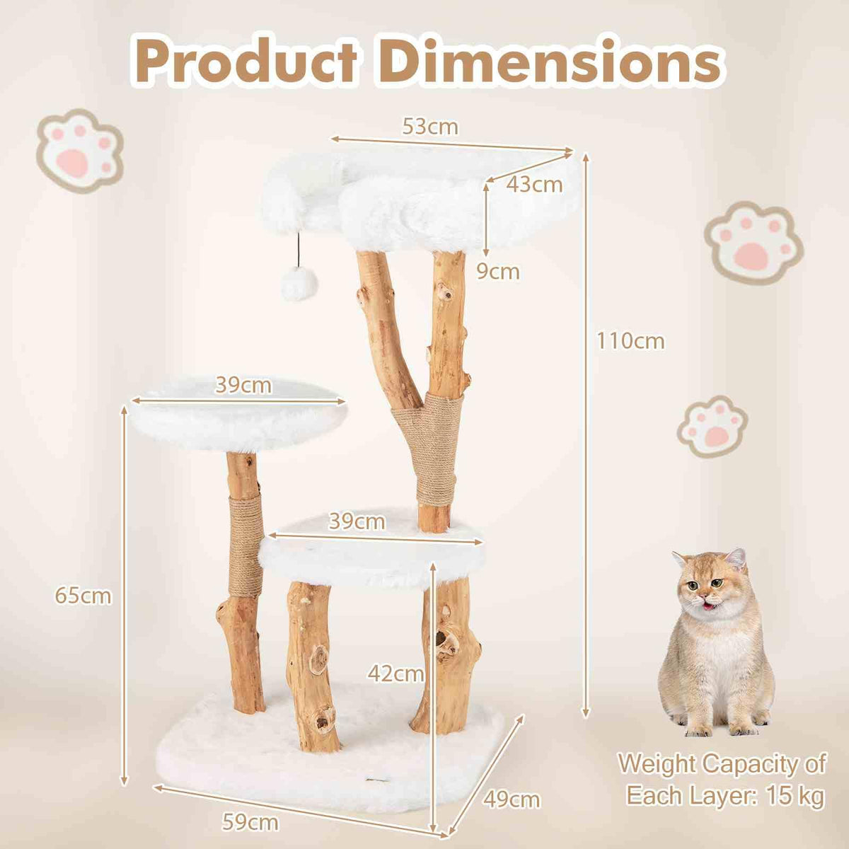 Cat Tree For Dogs Solid Wood Cat Tree, Modern Wooden Cat Tower w/Perch – Giantex.au