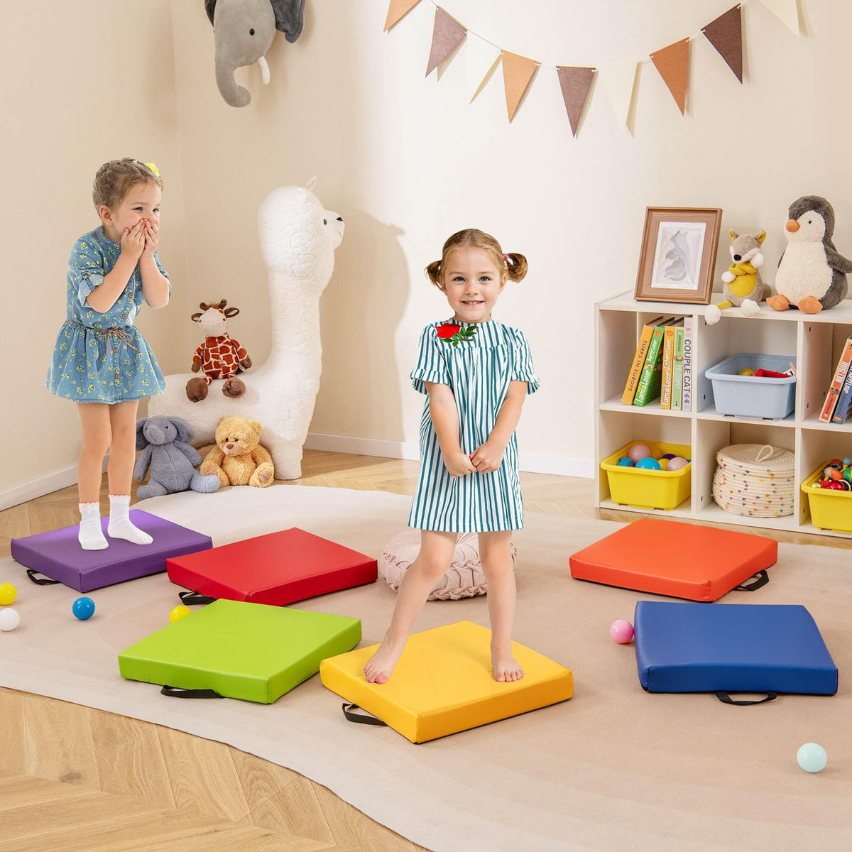 6 PCS Square Floor Cushions, Soft Sponge Floor Pillows