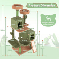 160cm Multi-level Cactus Cat Tree for Indoor Cats w/ Sisal Scratching Posts