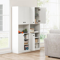 Kitchen Pantry Storage Cabinet 166 cm Tall Modern Hutch Cabinet w/ Open Shelves