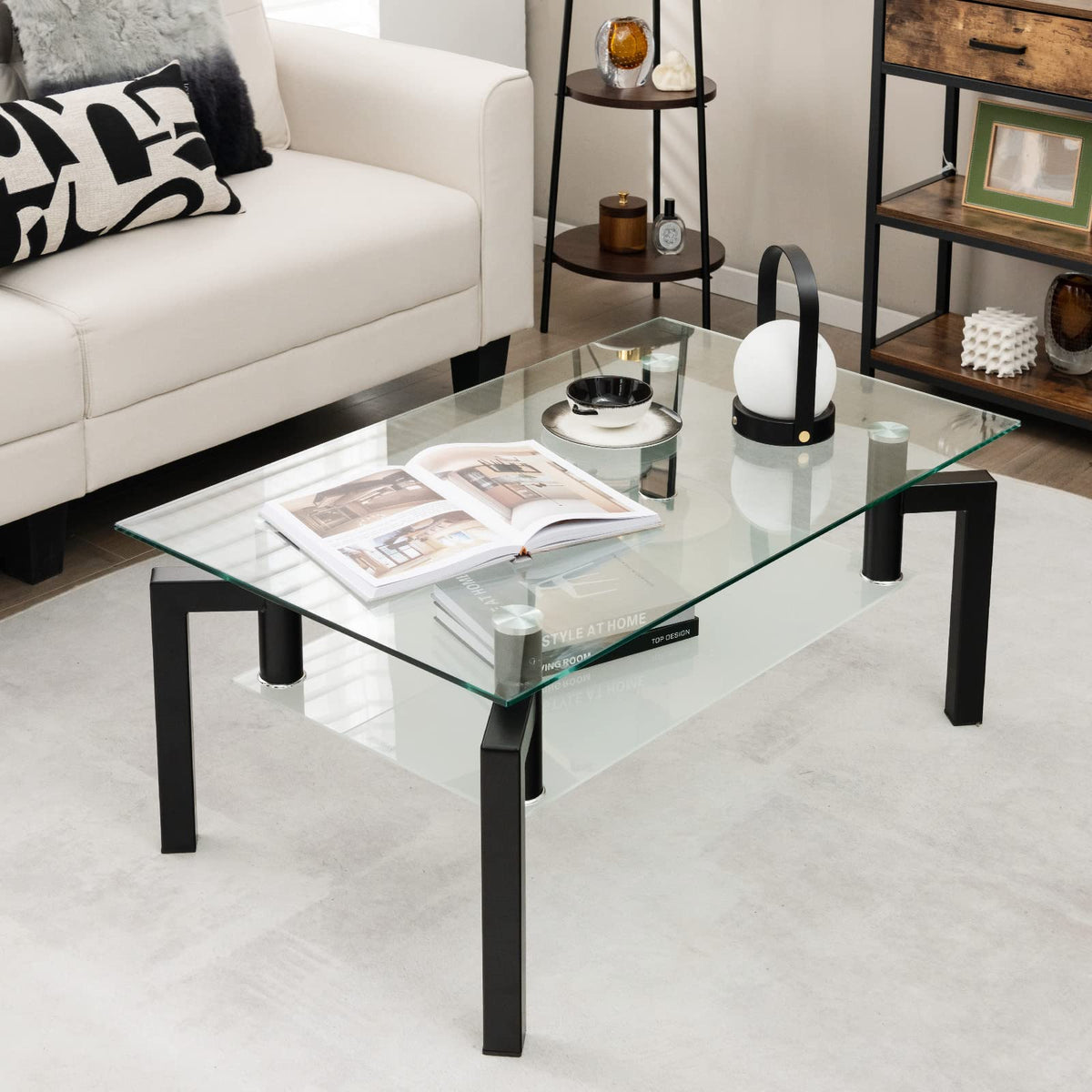 Giantex Rectangular Glass Coffee Table