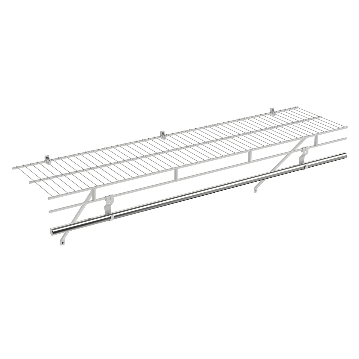 122 x 30 cm Wall‑Mounted Closet Shelf with Hanging Rod