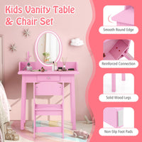 Wooden Kids Vanity Set w/Lighted Mirror