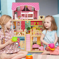 Toddler Fully Furnished Playhouse with 3 Stories for Kids