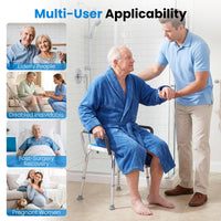 6-PositionAdjustable Height Shower Chair with Back and Arms