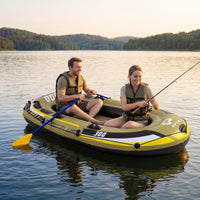 Inflatable Boat, 3/4 Person Heavy-Duty Fishing Raft Set
