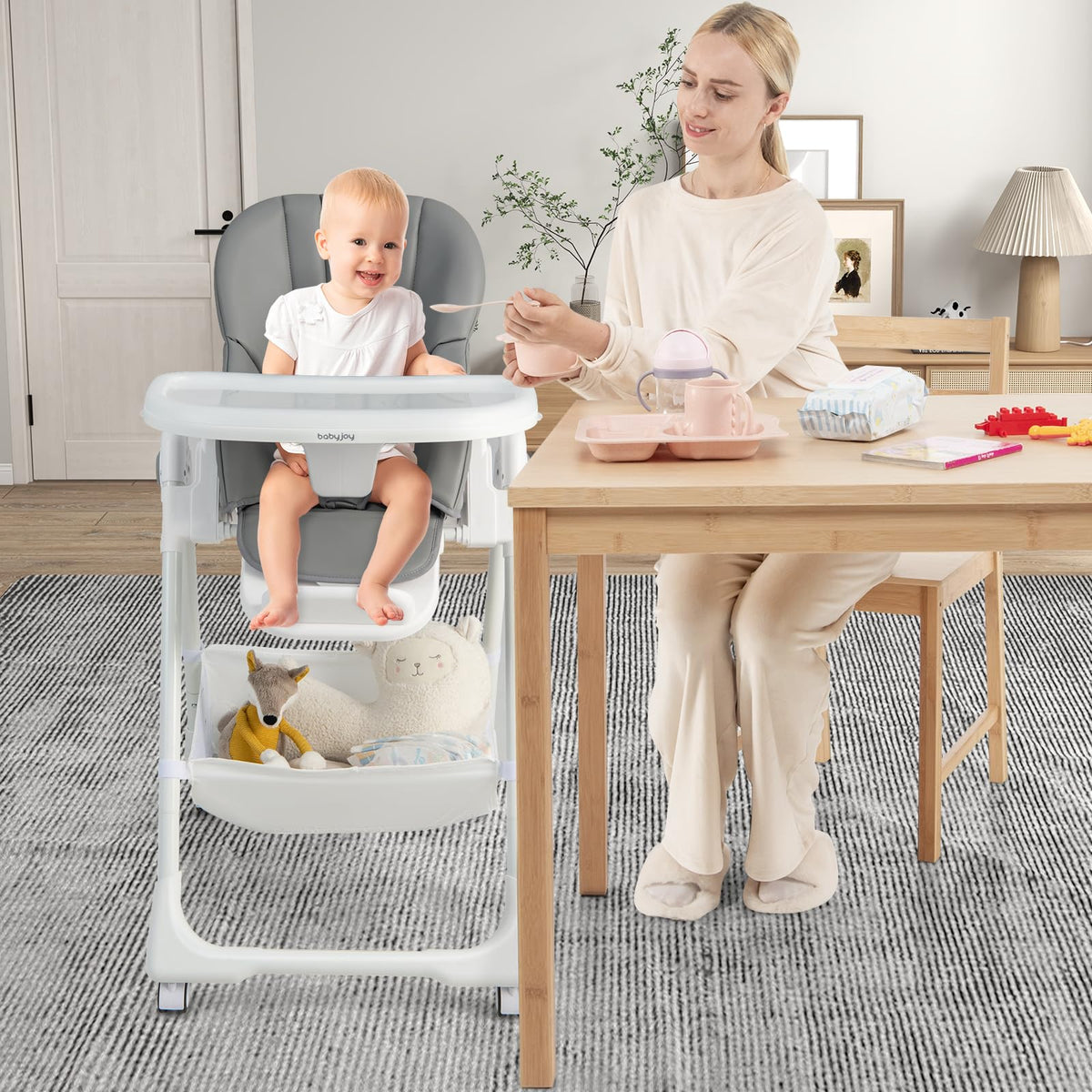 Convertible Infant Dining Chair with 7 Height for Babies and Toddlers