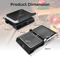 3 in 1 Indoor Grill with Nonstick Grill Plates & Removable Drip Tray