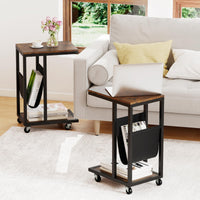 C-Shaped Side Table on Wheels