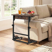 Giantex Folding C-Shaped End Table, Height Adjustable Sofa Side Table