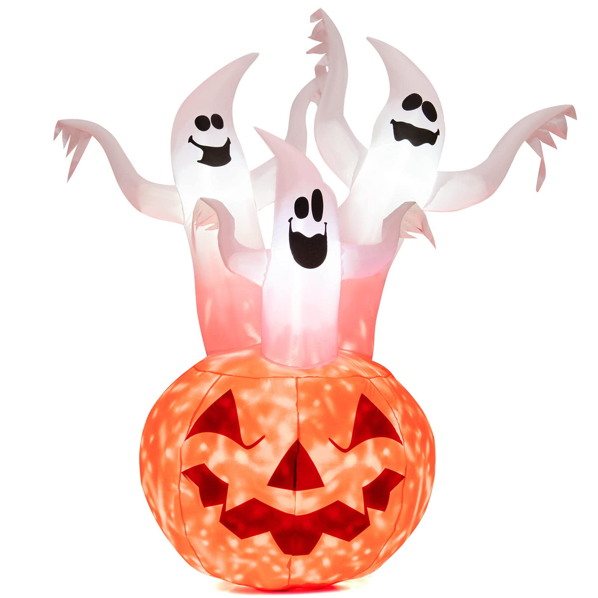 182CM Halloween Blow Up Pumpkin and Ghost Combo with Built-in LED and Blower