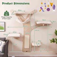 Wall-Mounted Cat Tower, Cat Wall Shelves Furniture