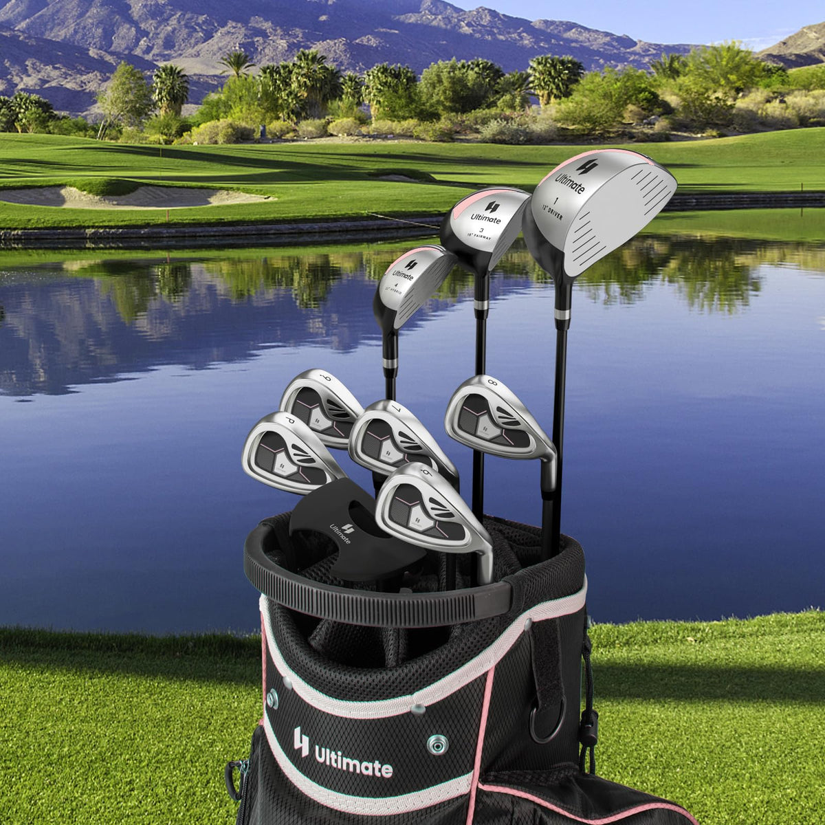Men/Women's Complete Golf Club Set 9 Pieces, Includes 460cc Alloy Driver