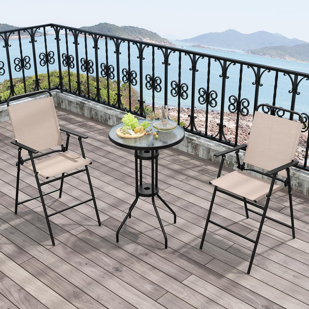 3 PCS Outdoor Bistro Set for Patio/Poolside/Yard
