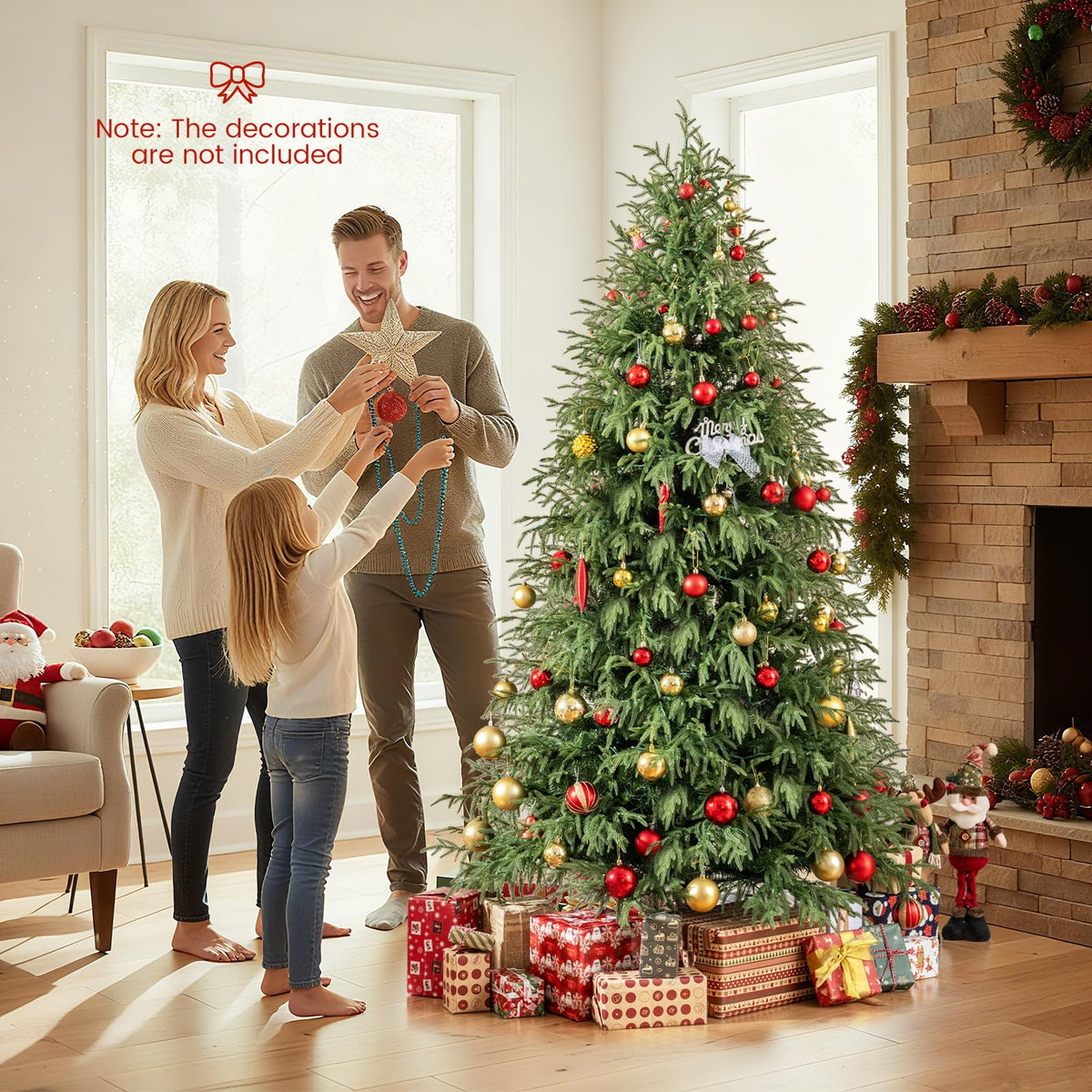 Pre-Lit Artificial Christmas Tree with 1083 Soft TPE and PVC Mixed Branch Tips