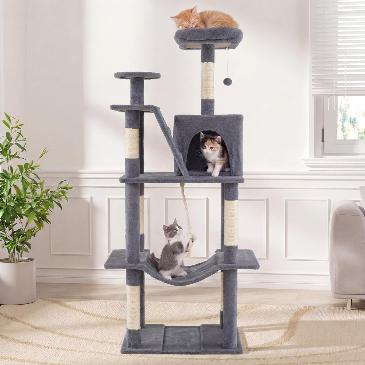 Cat Tree Tower for Indoor Cats Multi-Level Cat Condo with Plush Top Perch