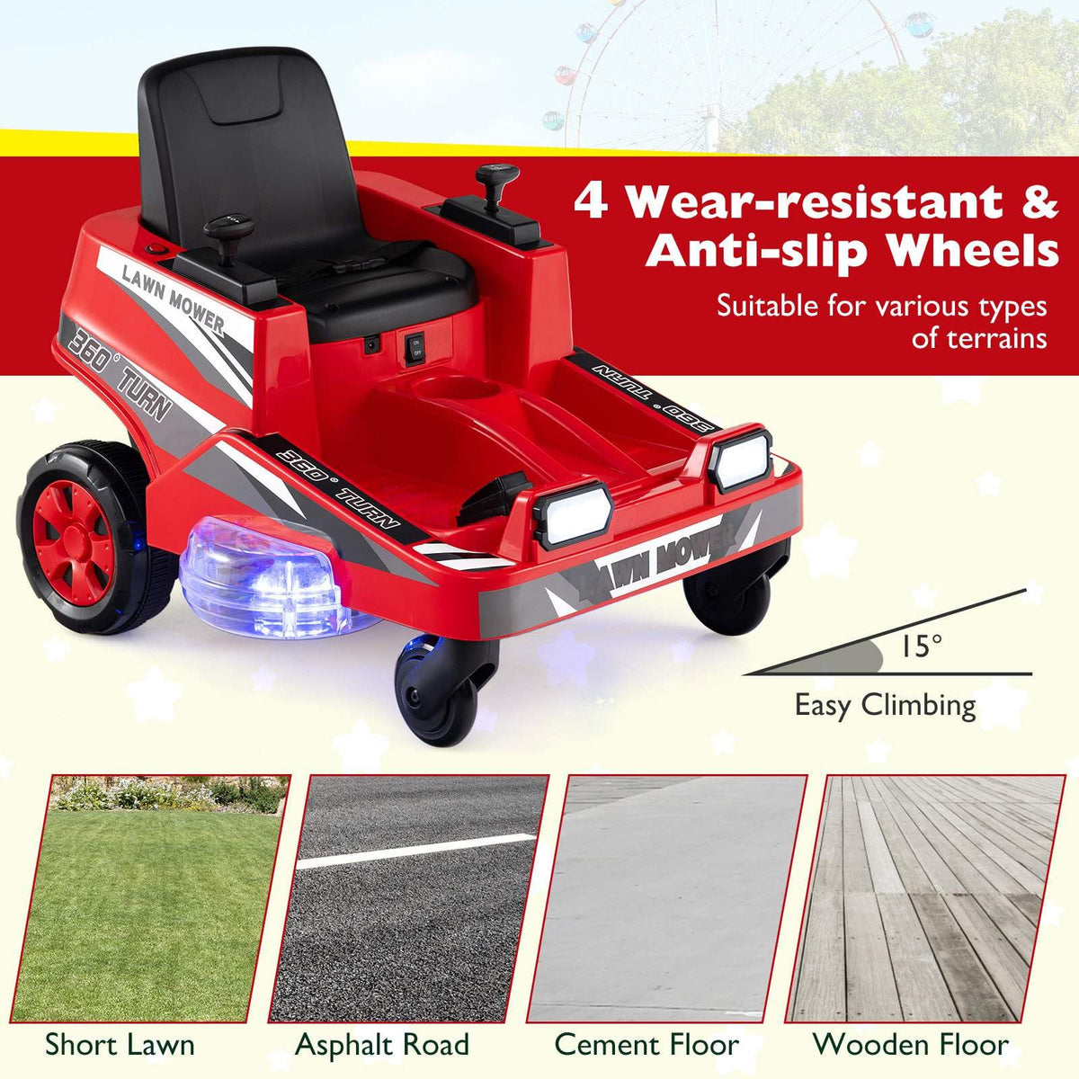 12V Ride on Lawn Mower for Kids, Toddler Electric Ride on Car
