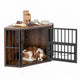 Corner Dog Crate 2-in-1 Kennel and TV Stand with Adjustable Dog Bowl Rack