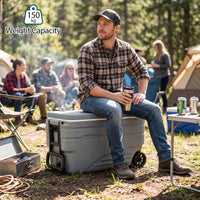 Outdoor Hard Cooler on Wheels 80L for Camping and Picnic with Handles