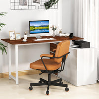 Giantex L-Shaped Desk with File Cabinet & Power Outlet, 138 cm Reversible Corner Computer Desk with 3 Drawers