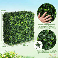 Artificial Plant Wall, Fake Boxwood Privacy Fence w/Realistic PE Leaves