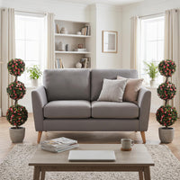 Artificial Triple Ball Rose Topiary Tree, 43.5" Faux Potted Floral Plant