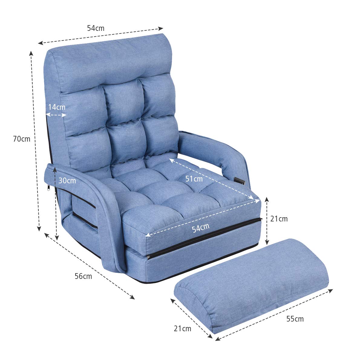 Folding Floor Sofa Bed, Adjustable Lounger Floor Sofa, Padded Floor Recliner Chair