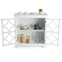 Giantex Buffet Sideboard, Freestanding Kitchen Cupboard, Adjustable Shelf & 2-Door Cabinet, Glass Door