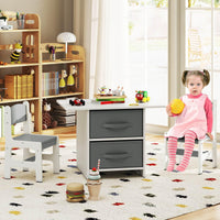Kids Table and Chair Set, Toddler Wooden Activity Table & 2 Chairs Set