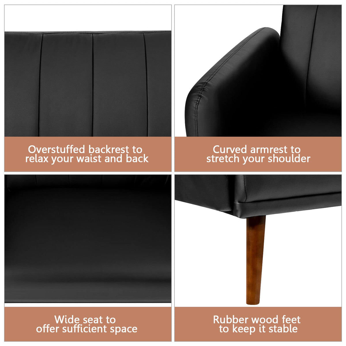 Giantex Sofa Bed, Sofa Futon w/Rubber Wood Legs