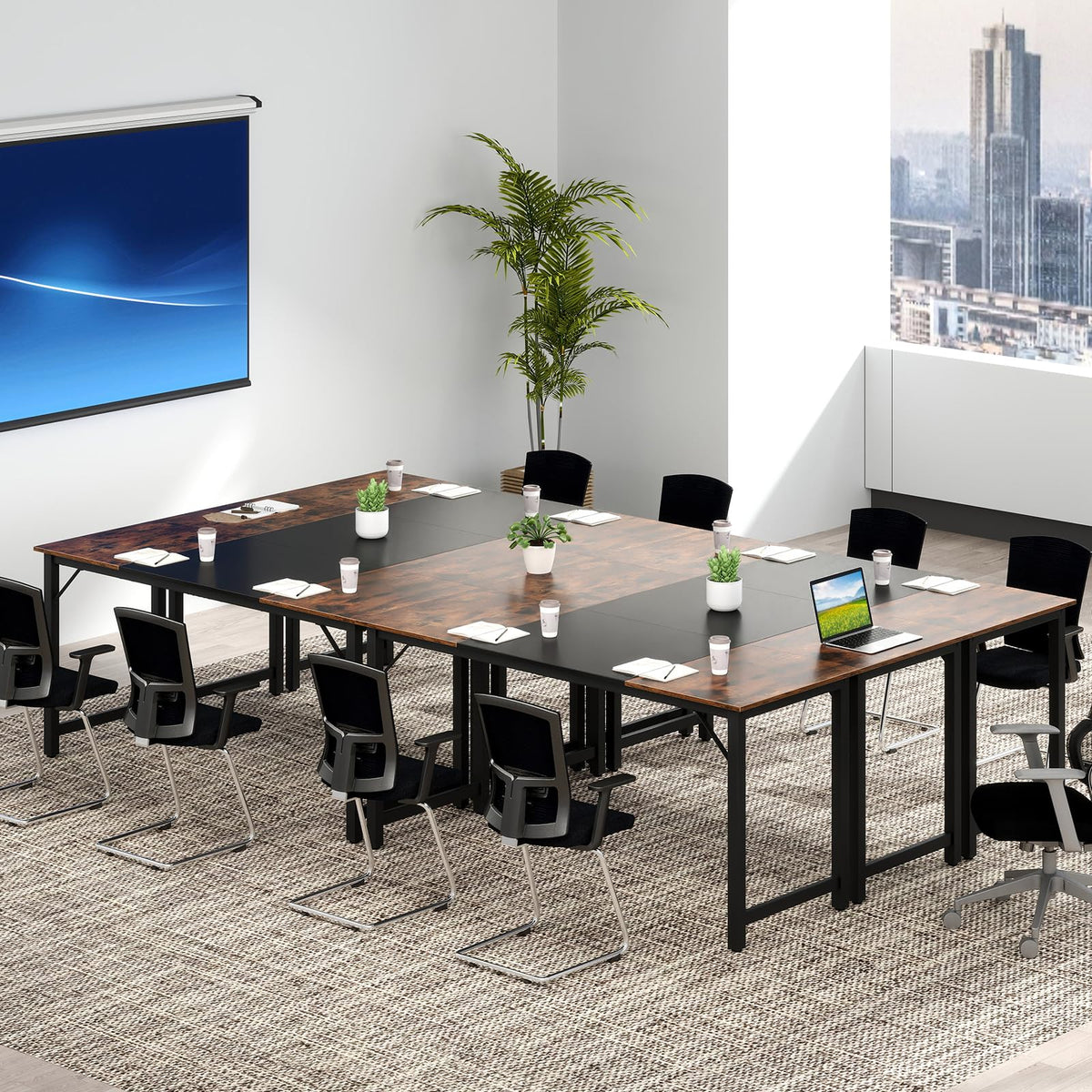 160 cm Computer Desk, Heavy Duty Metal Frame Laptop Table