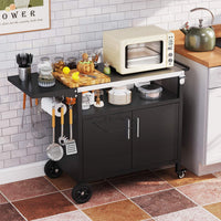 Grill Cart with Storage Outdoor Kitchen Island with Folding Stainless Steel Top