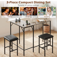 Giantex 3-Piece Bar Table & Chair Set, Convertible L-Shaped Table