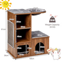 Giantex Stable Cat Tree, Climbing Tree with Sisal Scratching Mat & Plush Seat Hollows & Cave