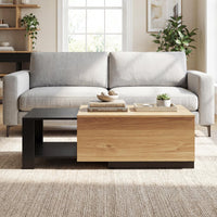Extendable Coffee Table with 2 Storage Compartments Dual-Tone Center Table