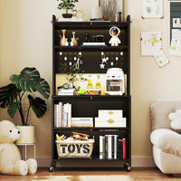 5-Tier Kitchen Bakers Rack Microwave Stand w/ Flip Door Cabinet