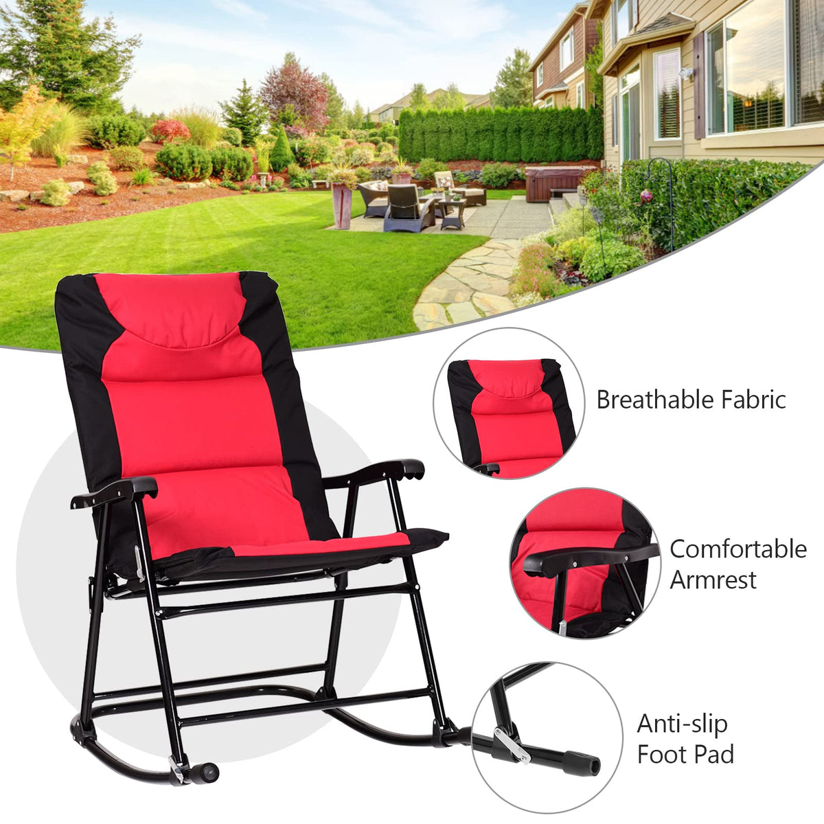 3 Pieces Outdoor Rocking Chairs with Round Table