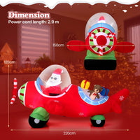 2.2m Christmas Inflatables Airplane with Gift Boxes and Built-in LED Lights