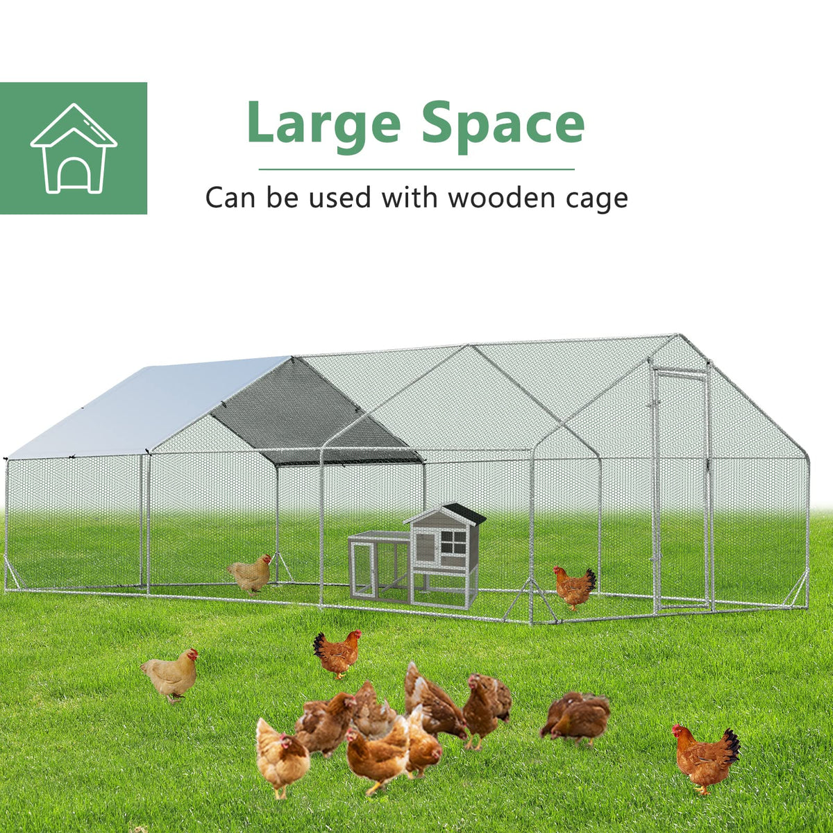 Walk-in Pen Run for Chicken, Rabbits, Ducks, Poultry Cage, Rabbit Hutch Ferret Cage (600 cm x 300 cm x 195 cm)