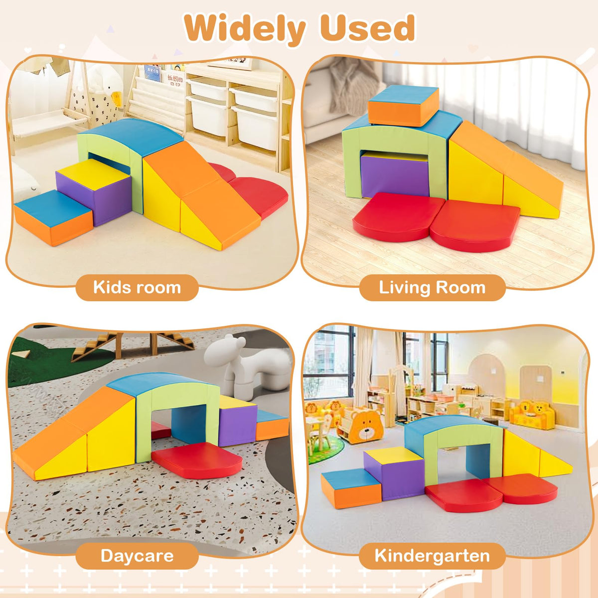6 Pieces Foam Climbing Blocks with Tunnel Stairs and Ramp for 12 Months+