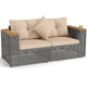 2-Piece Patio Corner Sofa Set Outdoor Sectional Wicker Loveseat with Thick Cushions