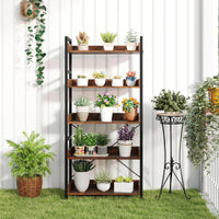 5-Tier Bookshelf,Tall Industrial Bookcase w/Open Shelves & 4 Hooks