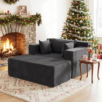 Single Foam Sofa with Ottoman Boneless Floor Lounge Chair with Pillows