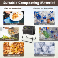 Compost Tumbler, 142L Large Outdoor Compost Bin w/Dual Chambers