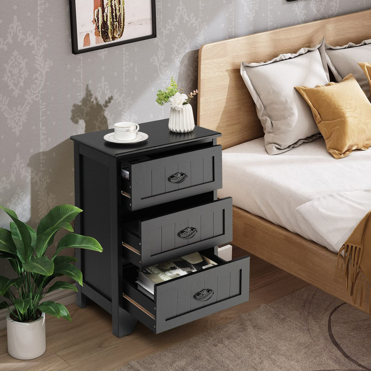 Giantex 3-Drawer Bedside Table