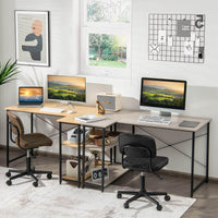 Giantex L-Shaped Desk 120 cm Writing Study Laptop Desk with Adjustable Storage Shelves