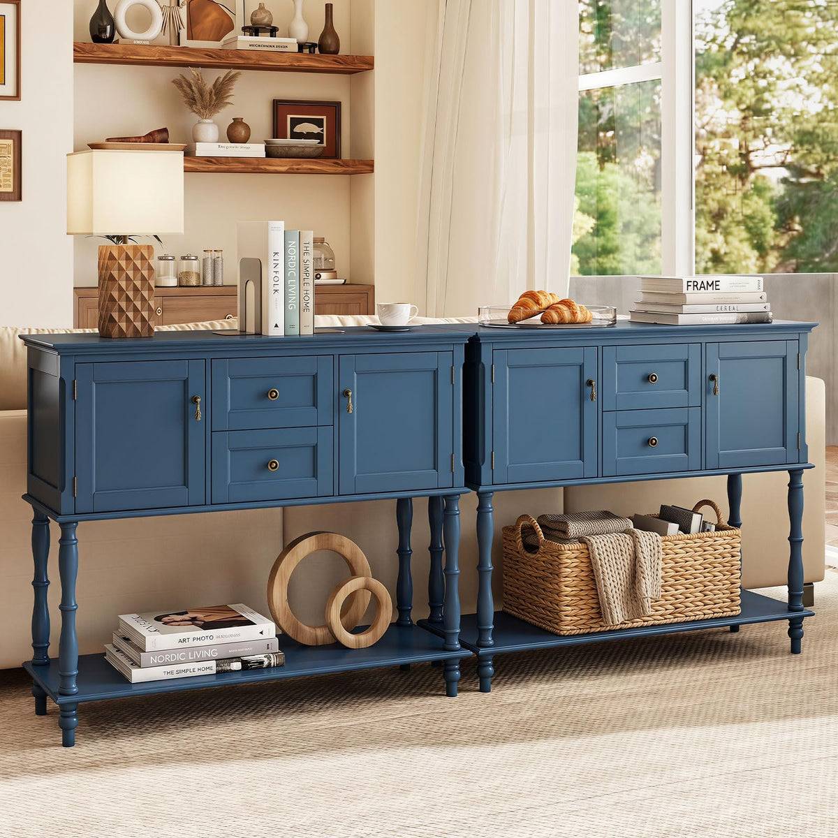 Console Table with 2 Drawers & 2 Door Cabinets